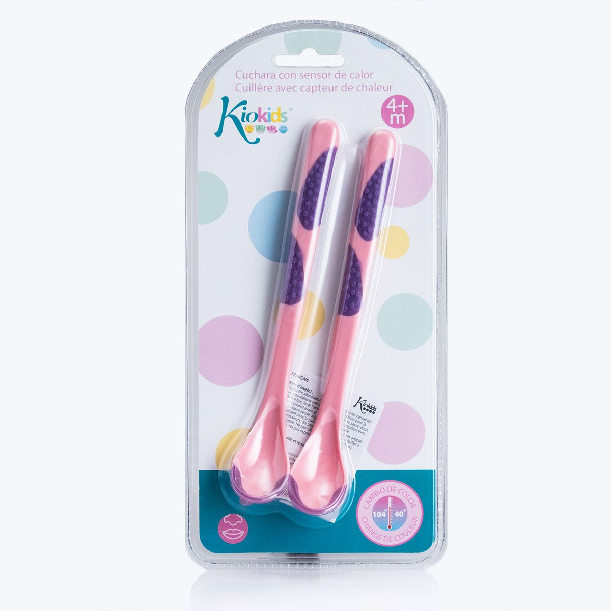 KIOKIDS SET 2 CUCCHIAI ROSA SILICONE C/SENSORI