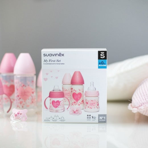 SUAVINEX SET 4 BIBERON+1 SUCCHIETTO ROSA LITTLE STAR