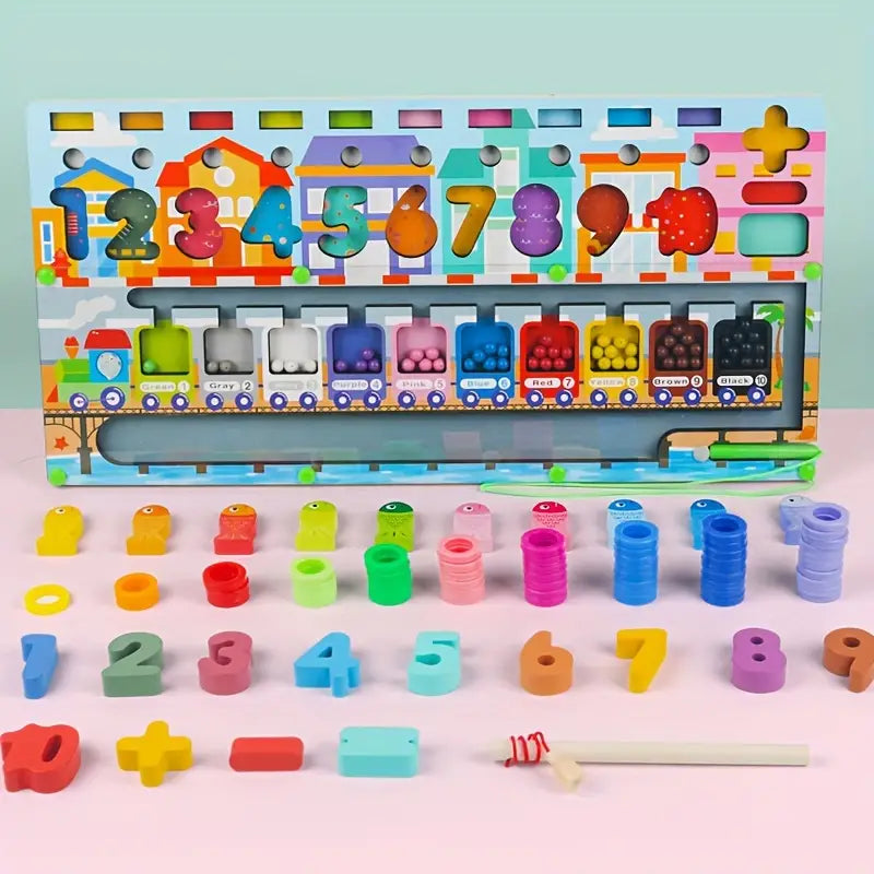 Pesca multifunzionale lettere e numeri in Legno Montessori