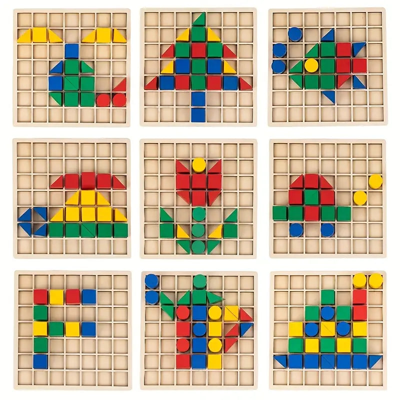 Puzzle di Blocchi di Giunzione Creativa in Legno Montessori