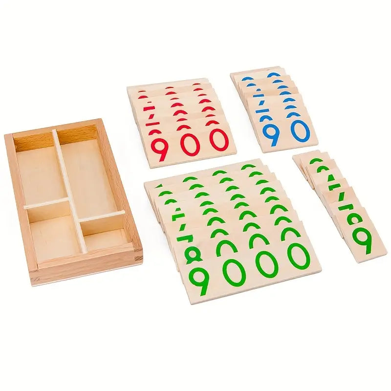 Carte Numeriche in Legno Montessori Da 1 a 9000