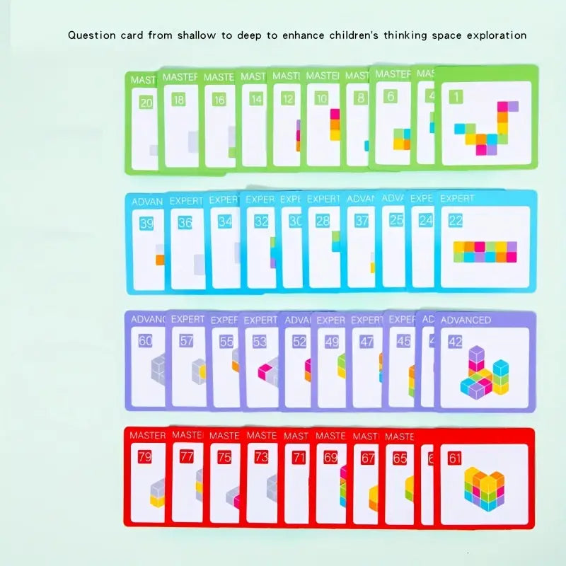 Puzzle Spaziali Montessori: Set da 12 Blocchi di Costruzione in Legno 3D