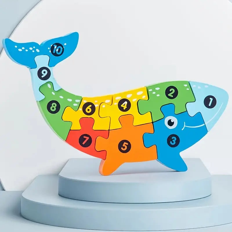 3D Puzzle in Legno Montessori a forme di animali e auto