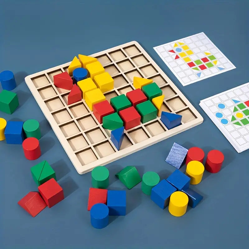 Puzzle di Blocchi di Giunzione Creativa in Legno Montessori