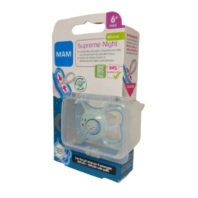 MAM SUCCHIETTO SUPREME NIGHT 6M+ SILICONE MASCHIO