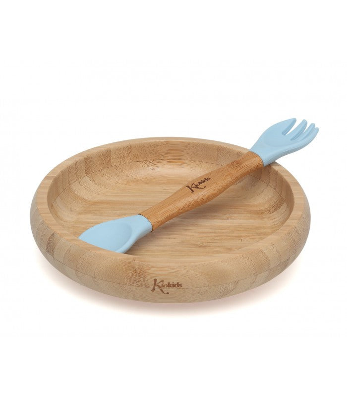 KIOKIDS SET PAPPA BAMBU AZZURRO CON VENTOSA 3PZ 4M+