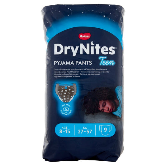 DRYNITES 8-15 ANNI BOY 27-57KG PZ.9 PANNOLINO NOTTE HUGGIES